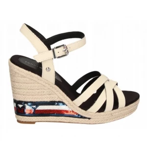 Sandały Tommy Hilfiger W High Wedge FW0FW04843 beżowy