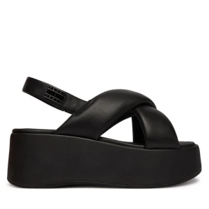 Sandały Tommy Jeans Padded Strap Wedge Sandals EN0EN02946 Czarny
