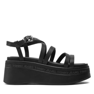 Sandały Tommy Jeans Tjw Strappy Wedge Sandal EN0EN02516 Czarny