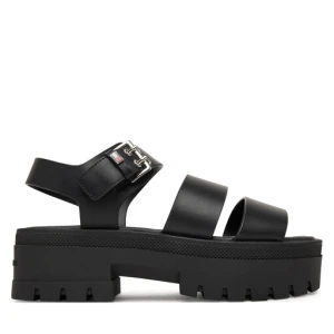 Sandały Tommy Jeans Tjw Straps Leather Max Sandal EN0EN02944 Czarny