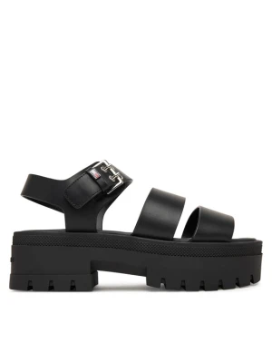 Sandały Tommy Jeans Tjw Straps Leather Max Sandal EN0EN02944 Czarny