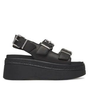 Sandały Tommy Jeans Tjw Wedge Sandal EN0EN02774 Czarny