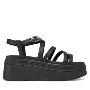 Sandały Tommy Jeans Tjw Wedgy Strappy Sandal EN0EN02756 Czarny