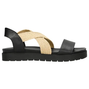 Czarne masywne sandały z elastycznym materialowym paskiem 76238-81 Wojas