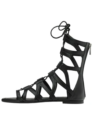 Sandały z cholewką Stradivarius czarny