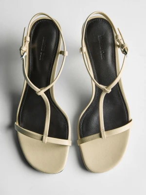 Sandały Z Paskami Na Średnim Obcasie - Surowy - Massimo Dutti - Female