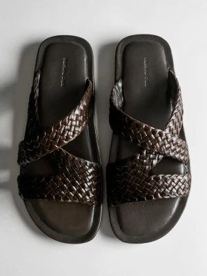 Sandały Z Plecionej Skóry - Brązowy - Massimo Dutti - Female
