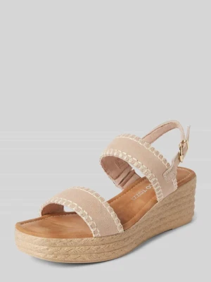 Sandały ze skóry na koturnie marco tozzi