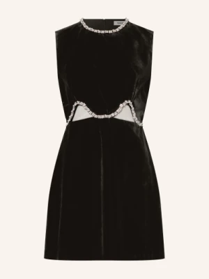 Sandro Aksamitna Sukienka Z Kamieniami Ozdobnymi schwarz