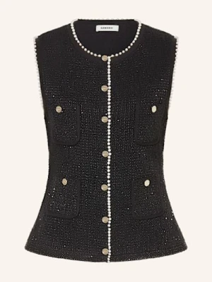 Sandro Bluzka Bez Rękawów Z Tweedu Z Błyszczącą Przędzą schwarz