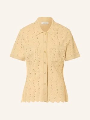 Sandro Bluzka Z Dzianiny Z Błyszczącą Przędzą I Kamieniami Ozdobnymi gold