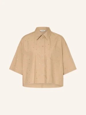 Sandro Bluzka Z Rękawami 3/4 I Kamyczkami beige