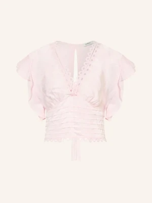 Sandro Bluzka Z Żakardu Z Falbanami pink