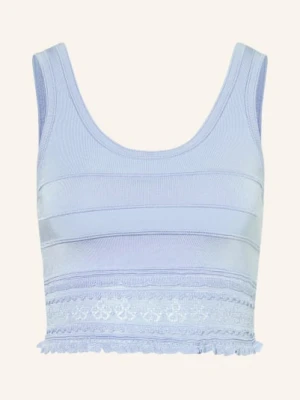 Sandro Dzianinowy Top Z Falbanami blau