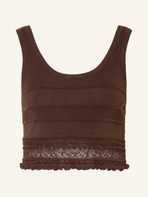 Sandro Dzianinowy Top Z Falbanami braun