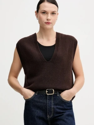 Sandro Ferrone kamizelka wełniana damski kolor brązowy S9YBFNICO