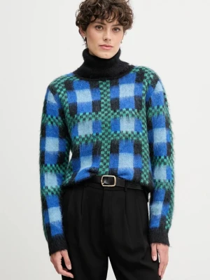 Sandro Ferrone sweter z dodatkiem wełny damski kolor niebieski z golfem S87YBFGAVA
