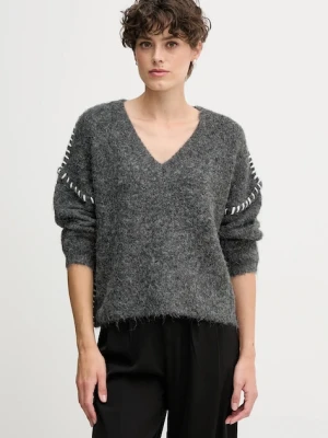 Sandro Ferrone sweter z domieszką wełny damski kolor szary S87YBFGAL