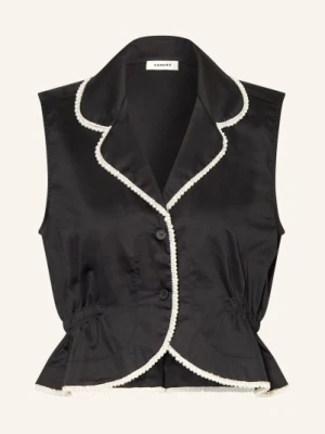 Sandro Kamizelka Blezerowa Z Ozdobnymi Perełkami I Kamieniami schwarz