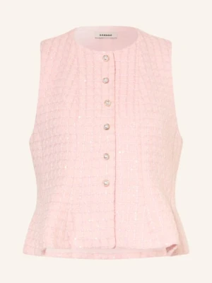 Sandro Kamizelka Bouclé Z Cekinami pink