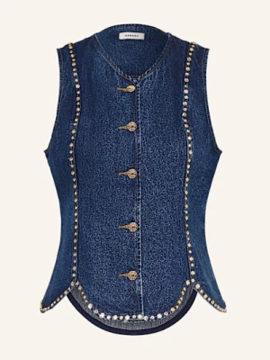 Sandro Kamizelka Jeansowa Z Ozdobnymi Kamykami blau