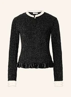 Sandro Koszulka Aksamitna Z Falbankami schwarz