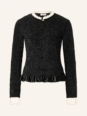 Sandro Koszulka Aksamitna Z Falbankami schwarz