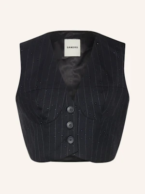 Sandro Krótka Kamizelka Typu Blezer Z Ozdobnymi Kamykami blau