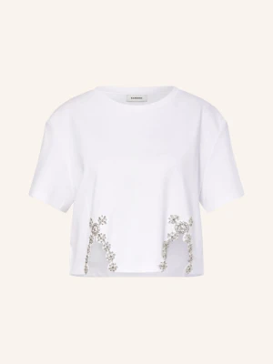 Sandro Krótka Koszulka Z Ozdobnymi Kamykami weiss