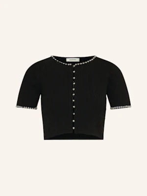 Sandro Krótki Kardigan Z Obszyciem Koralikami schwarz