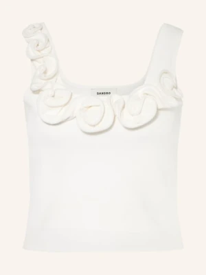 Sandro Krótki Sweter Z Dzianiny weiss