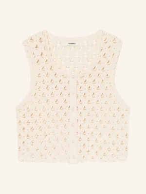 Sandro Krótki Top Szydełkowy Z Kamyczkami weiss