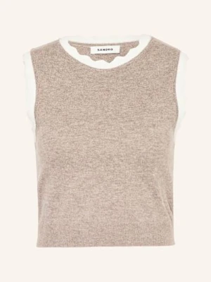 Sandro Krótki Top Z Dzianiny beige
