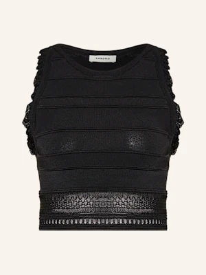 Sandro Krótki Top Z Koronką schwarz