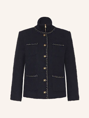 Sandro Kurtka Bouclé Z Odpinanym Kołnierzem I Błyszczącą Przędzą blau