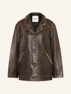Sandro Kurtka Skórzana Z Ćwiekami braun