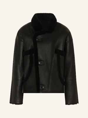 Sandro Kurtka Skórzana Ze Skóry Owczej schwarz