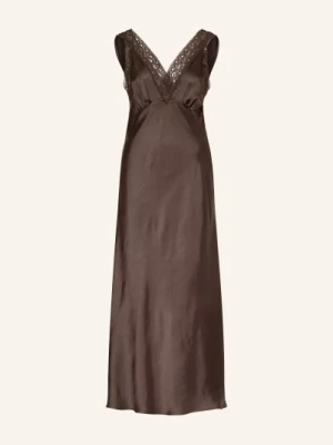 Sandro Satyna Sukienka Z Koronką braun