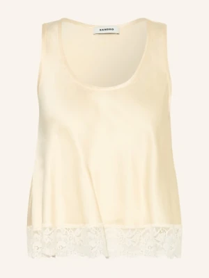 Sandro Satynowa Bluzka Z Koronką gelb