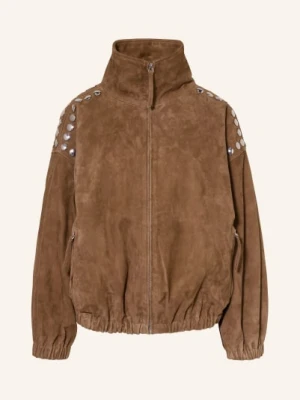 Sandro Skórzana Kurtka Z Nitami braun