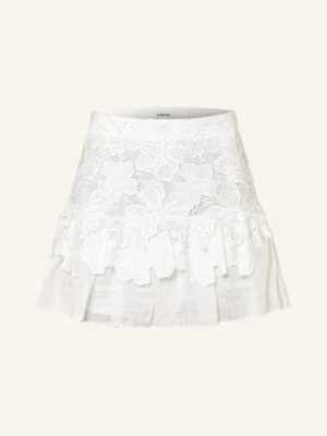 Sandro Spódnica Z Ażurową Koronką I Ozdobnymi Kamieniami weiss