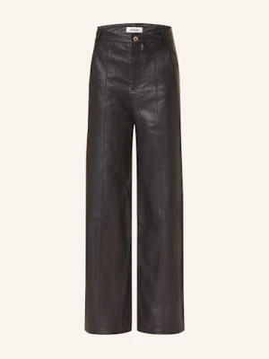 Sandro Spodnie Skórzane schwarz