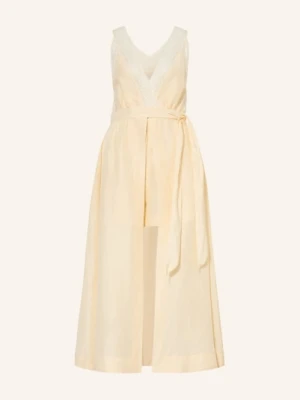 Sandro Sukienka Kopertowa Z Lnu I Koronki gelb