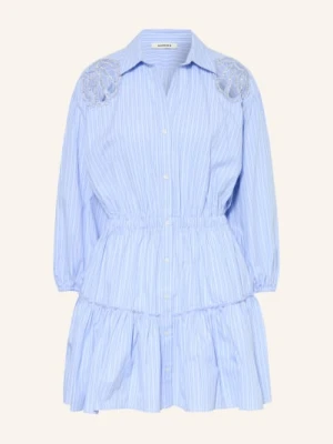 Sandro Sukienka Koszulowa Z Kamieniami Ozdobnymi I Rękawami 3/4 blau