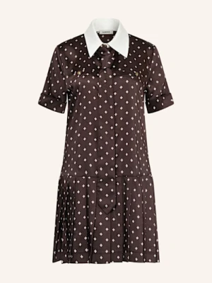 Sandro Sukienka Koszulowa Z Satyny Z Odpinaną Kokardą braun