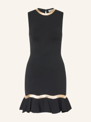 Sandro Sukienka Z Dzianiny Z Falbanami I Kamieniami Ozdobnymi schwarz