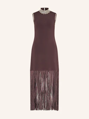 Sandro Sukienka Z Dzianiny Z Ozdobnymi Kamykami braun