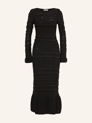 Sandro Sukienka Z Dzianiny Z Ozdobnymi Kamykami I Wolantami schwarz