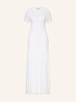 Sandro Sukienka Z Koronką I Ozdobnymi Perełkami weiss