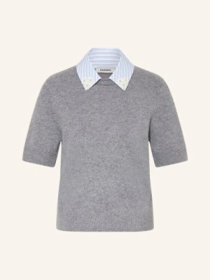 Sandro Sweter Z Dzianiny Z Odpinanym Kołnierzem grau